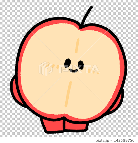 A cute, quirky apple character cut in half A cute, quirky apple character cut in half 142589756