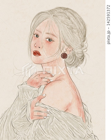 portrait of a beautiful girl portrait of a beautiful girl 142591372