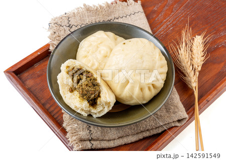 chinese Steamed Bun with Pickled Cabbage and Pork Filling Traditional Baozi 142591549