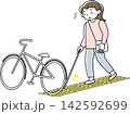点字ブロック上に障害物があって困っている視覚障碍者 142592699