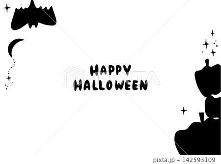 かぼちゃとコウモリのハロウィンフレーム 142593109