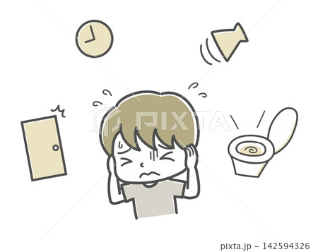 聴覚過敏で困っている男の子 聴覚過敏で困っている男の子 142594326