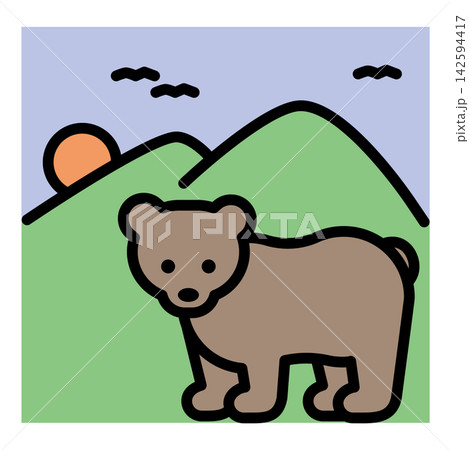 日没のクマのイラスト 142594417