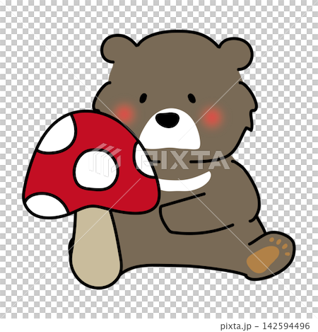 A large mushroom and a bear A large mushroom and a bear 142594496