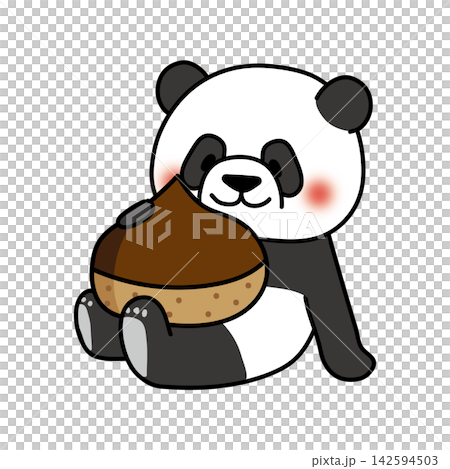 A large chestnut and a panda A large chestnut and a panda 142594503