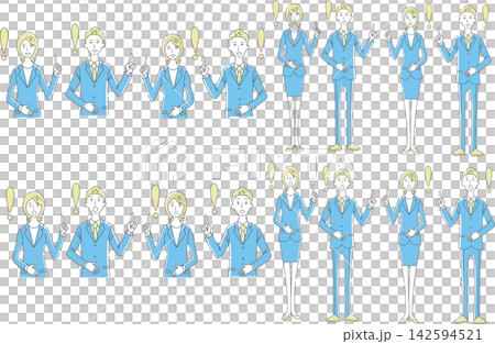 一組商務人士擺姿勢的插畫 一組商務人士擺姿勢的插畫 142594521