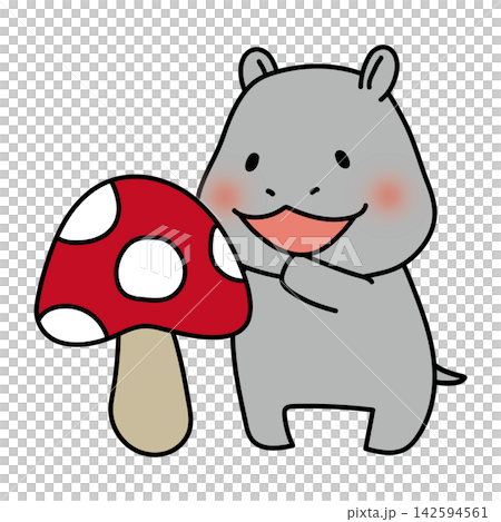 大きなキノコとカバ 142594561