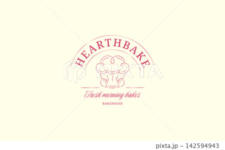 Playful Cupcake Chef Bakery Logo Vector Template Playful Cupcake Chef Bakery Logo Vector Template 142594943