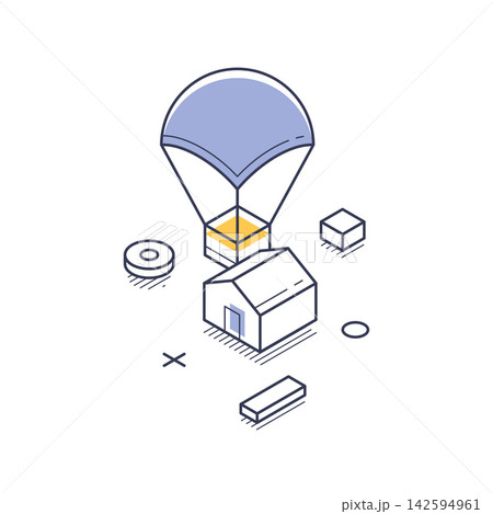 Airdrop Delivery Service With Parachute And Box Isometric Vector Illustration Airdrop Delivery Service With Parachute And Box Isometric Vector Illustration 142594961