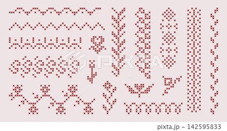 Cross stitch border patterns with floral frames Cross stitch border patterns with floral frames 142595833