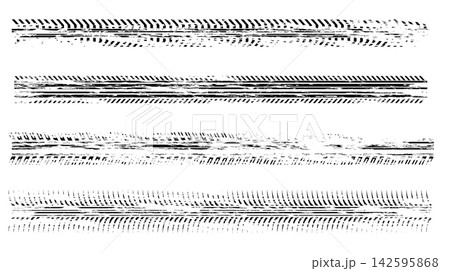 Black tire tracks isolated , realistic texture 142595868