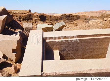 Megalithic buildings, artifacts, stone products of ancient civilization. 142596337