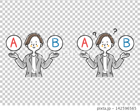 選擇 A 和 B;難以抉擇;職業婦女 2;上半身;向量 選擇 A 和 B;難以抉擇;職業婦女 2;上半身;向量 142596565
