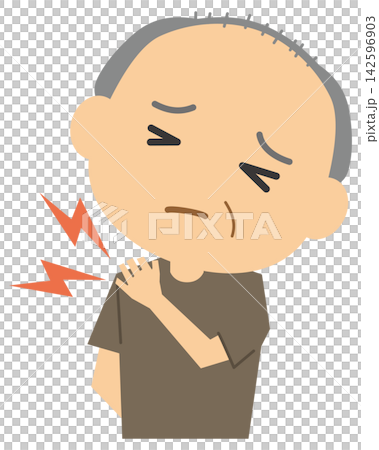 一幅描繪老年人肩膀僵硬的插圖。 142596903