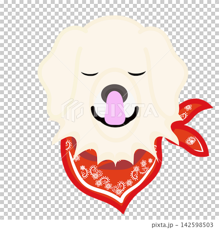 Illustration of a golden retriever's face wearing a bandana. Illustration of a golden retriever's face wearing a bandana. 142598503