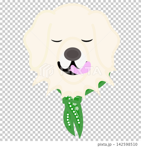 Illustration of a golden retriever's face wearing a bandana. Illustration of a golden retriever's face wearing a bandana. 142598510