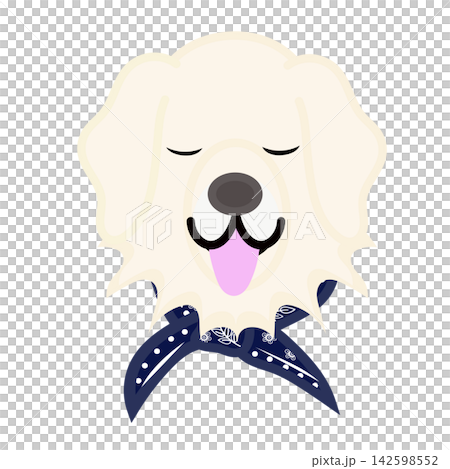 Illustration of a golden retriever's face wearing a bandana. Illustration of a golden retriever's face wearing a bandana. 142598552