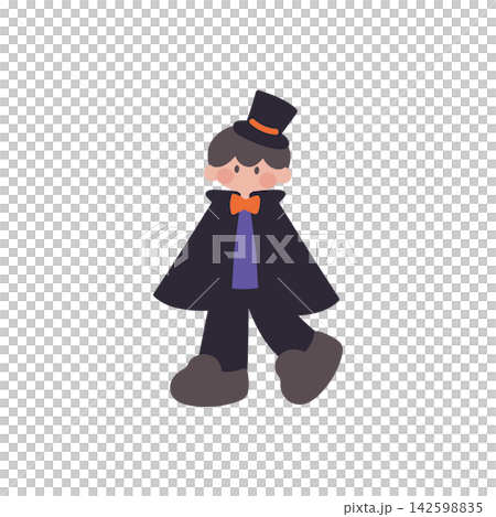 Illustration of a child dressed as a vampire for Halloween Illustration of a child dressed as a vampire for Halloween 142598835