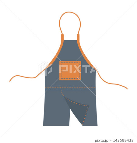 Potter apron vector illustration. Dark blue workshop uniform with pocket isolated on white background. Craft hobby icon Potter apron vector illustration. Dark blue workshop uniform with pocket isolated on white background. Craft hobby icon 142599438