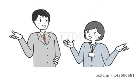 会話している男女のビジネスマン 142600691