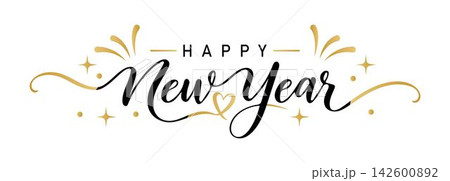 happy new year script typography happy new year script typography 142600892