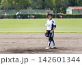 女子ソフトボールでピッチャーをする女子高生 女子ソフトボールでピッチャーをする女子高生 142601344