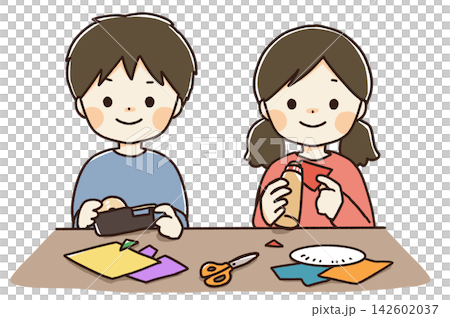 Illustration of elementary school children enjoying crafts 142602037