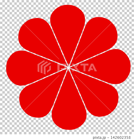 紅色日式花卉插圖 紅色日式花卉插圖 142602358