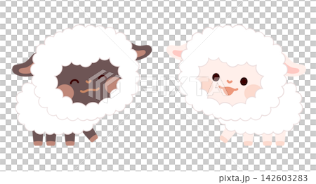 Two fluffy sheep with cute smiles Two fluffy sheep with cute smiles 142603283