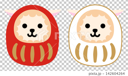 A simple and cute red and white sheep daruma doll A simple and cute red and white sheep daruma doll 142604264