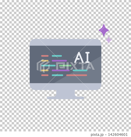 Vector icons (flat design) generated by AI for programming and app/system development. 142604601