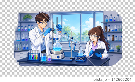 女學生正在進行實驗 女學生正在進行實驗 142605204