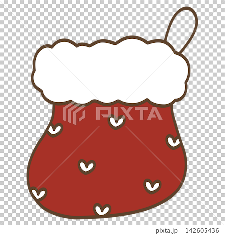Festive Red Christmas Stocking with White Hearts and Fur Trim Festive Red Christmas Stocking with White Hearts and Fur Trim 142605436