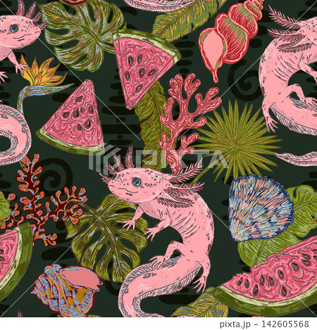 seamless pattern with cute marine life seamless pattern with cute marine life 142605568