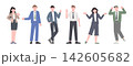 Business characters. Businessmen businesswomen in classic suits. Office workers, happy banking finance team. Managers, administrator, adviser vector set 142605682