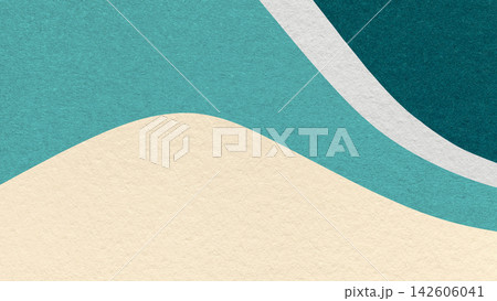 Light cream abstract fluid wavy layered textured paper background with cyan teal flowing curved waves with copy space for banner Light cream abstract fluid wavy layered textured paper background with cyan teal flowing curved waves with copy space for banner 142606041