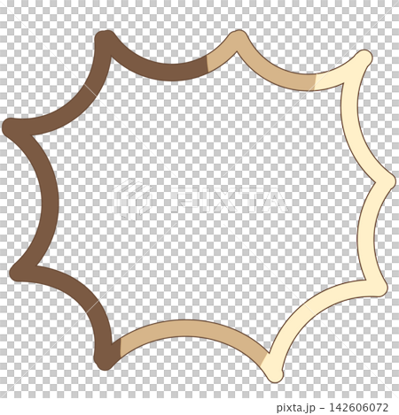 ギザギザした波形の茶色とクリーム色の強調ふきだし ギザギザした波形の茶色とクリーム色の強調ふきだし 142606072