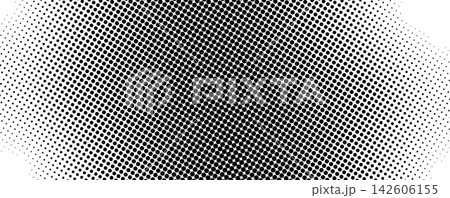 Abstract halftone texture with monochrome dotted pattern. Black and white gradient overlay with noise transition effect. Horizontal layout with shade center and light corners. Vector illustration. Abstract halftone texture with monochrome dotted pattern. Black and white gradient overlay with noise transition effect. Horizontal layout with shade center and light corners. Vector illustration. 142606155
