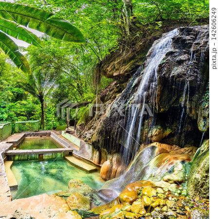 Piton Falls warm mineral spring in Soufriere, Saint Lucia Piton Falls warm mineral spring in Soufriere, Saint Lucia 142606249