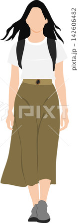 リュックを背負った女性のイラスト 142606482