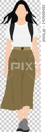 リュックを背負った女性のイラスト 142606482