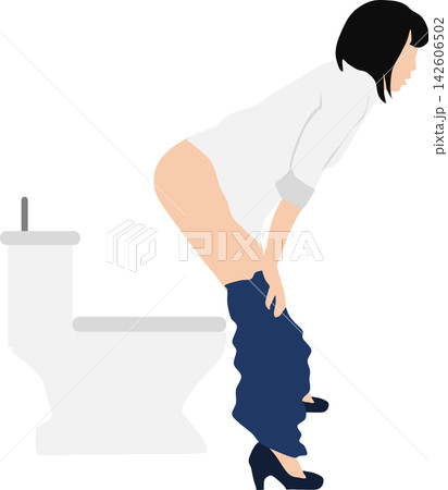 トイレに行く女性のイラスト トイレに行く女性のイラスト 142606502