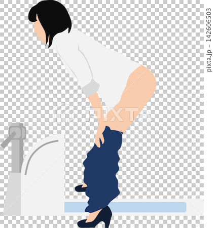 Illustration of a woman going to the toilet Illustration of a woman going to the toilet 142606503