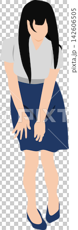 一幅女性上廁所的插圖 一幅女性上廁所的插圖 142606505