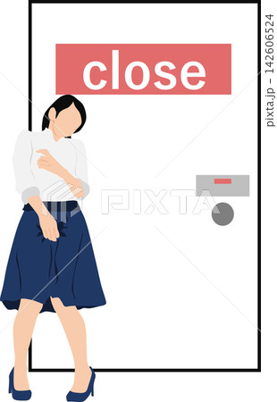 トイレに行く女性のイラスト	 142606524