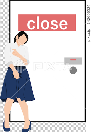 トイレに行く女性のイラスト	 142606524