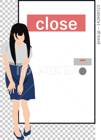 トイレに行く女性のイラスト トイレに行く女性のイラスト 142606525