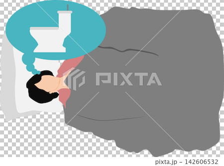 An illustration of a woman feeling the urge to urinate at night. An illustration of a woman feeling the urge to urinate at night. 142606532