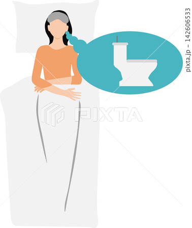 夜に尿意を感じる女性のイラスト 夜に尿意を感じる女性のイラスト 142606533