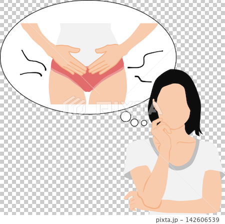 描繪女性因私密部位問題而煩惱的插圖。 描繪女性因私密部位問題而煩惱的插圖。 142606539